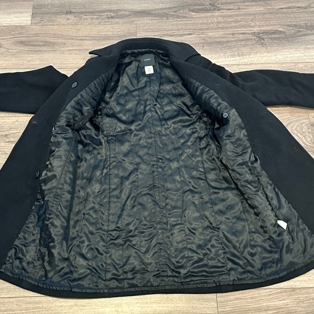 J. Crew Wool Black Double Breasted Pea Coat Size Petite 0 - Picture 4 of 7